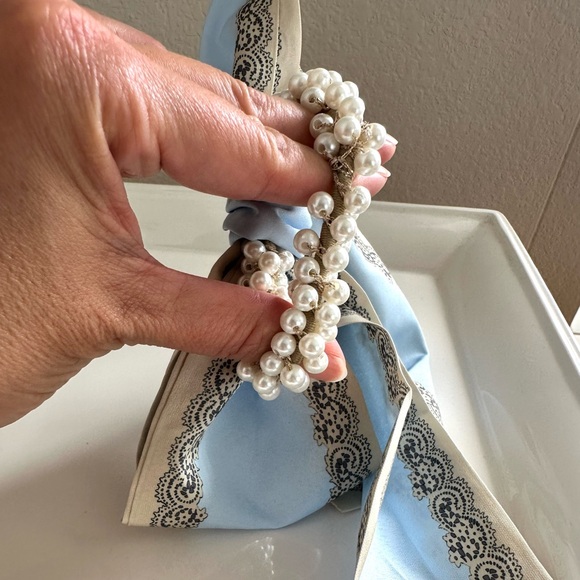 Pearl Large Bow Ribbon Scarf Streamer Hair Tie NEW - Picture 6 of 9